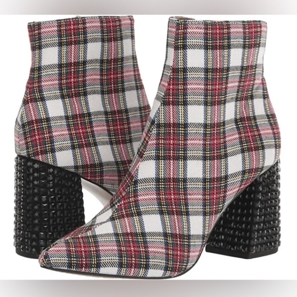 NWT Betsey Johnson Kassie Plaid Beaded Heel Ankle Booties Size 7 | $109 - Picture 6 of 10